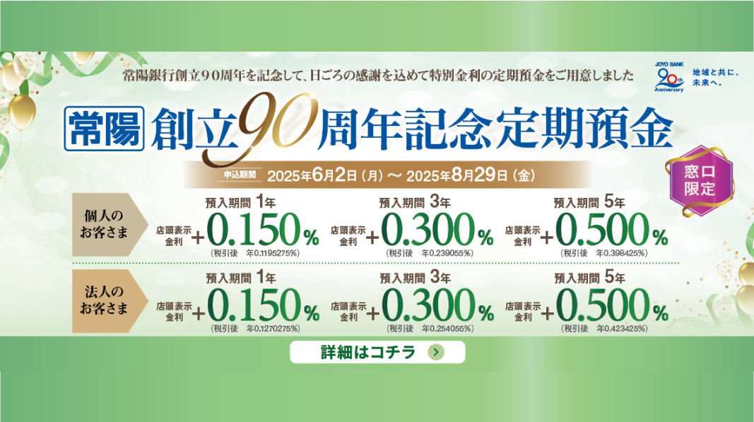 常陽　創立90周年記念定期預金