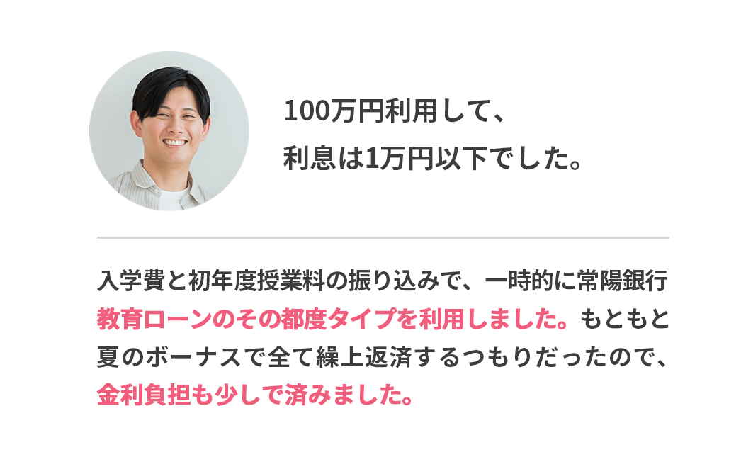 100万円利用して、利息は1万円以下でした。