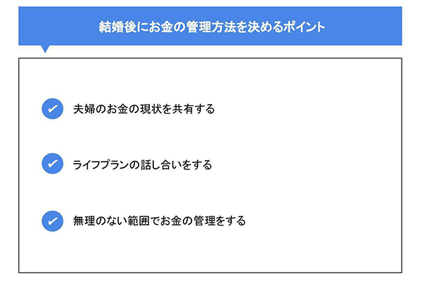 結婚後にお金の管理方法を決めるポイント