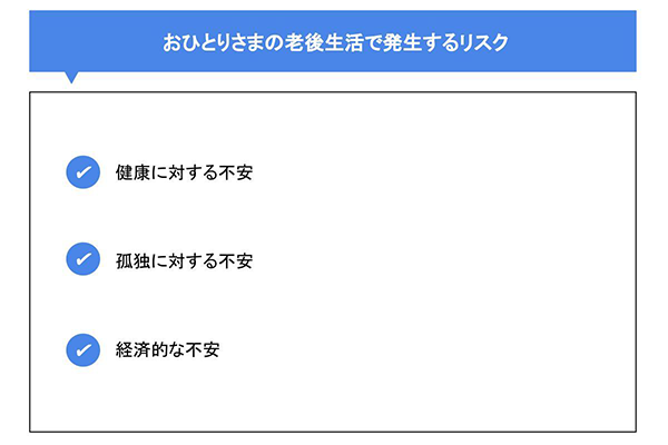 おひとりさまの老後生活で発生するリスク