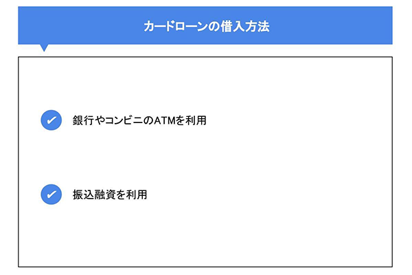 カードローンの借り入れ方法