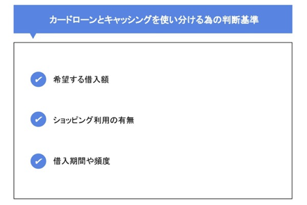 カードローンとキャッシングを使い分ける為の判断基準