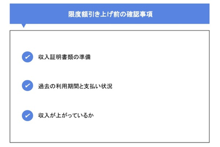 限度額引き上げ前の確認事項