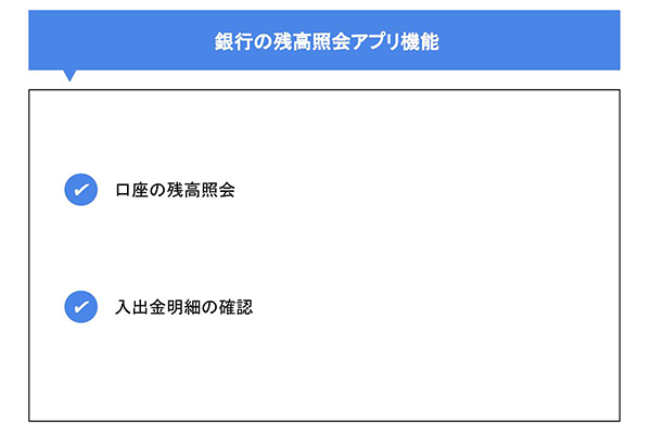 銀行の残高照会アプリ機能