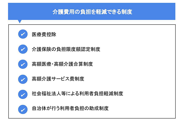 介護費用の負担を軽減できる制度