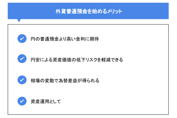 外貨普通預金を始めるメリット