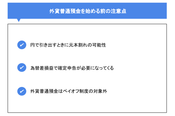 外貨普通預金を始める前の注意点