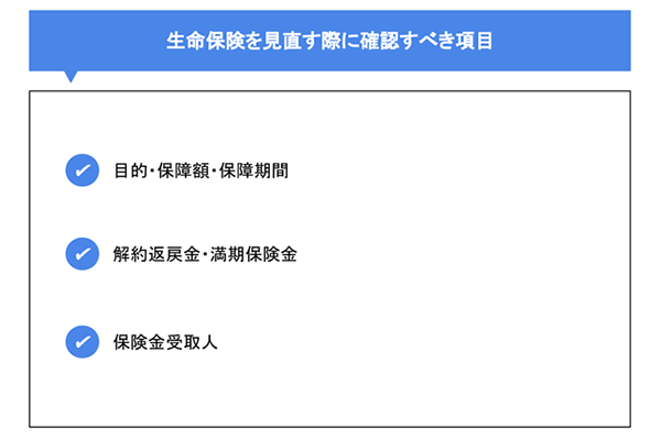 生命保険を見直す際に確認すべき項目