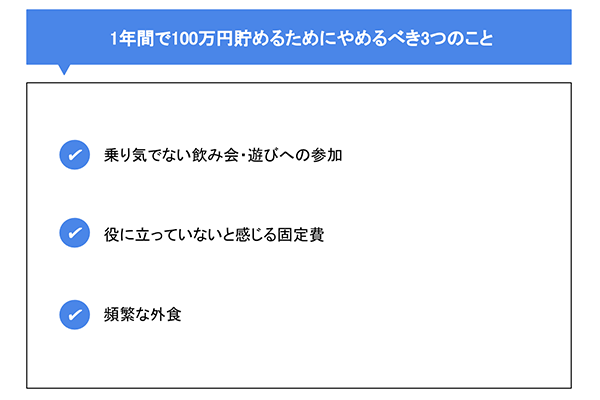 1年間で100万円貯めるためにやめるべき3つのこと